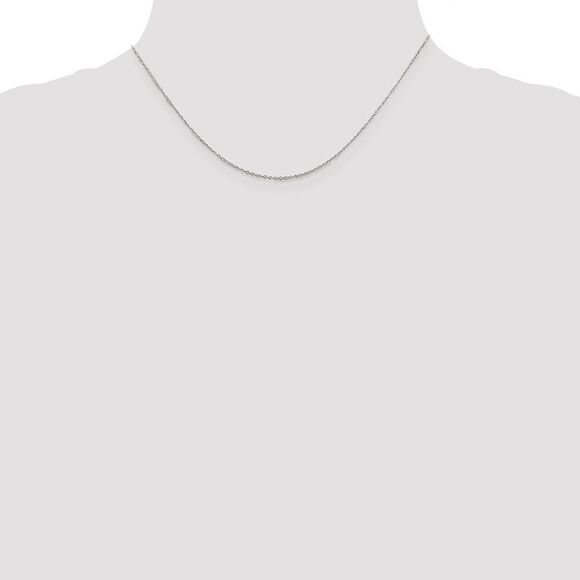 1.1mm Rhodium Plated Sterling Silver Solid Cable Chain Necklace, 16 In - Picture 2 of 6